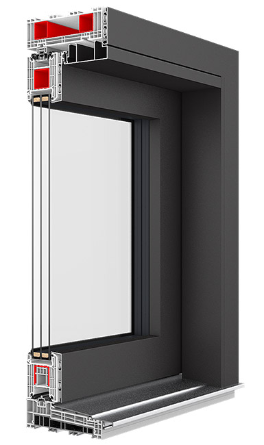 IGLO-HS Alucover lift-and-slide terrace system profile cross-section