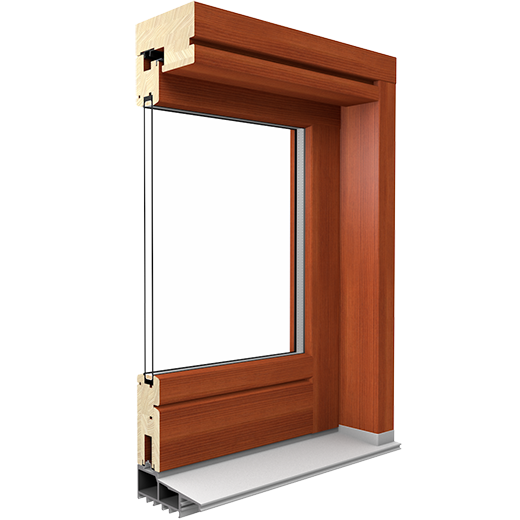 SOFTLINE HS wooden lift-and-slide terrace system profile cross-section