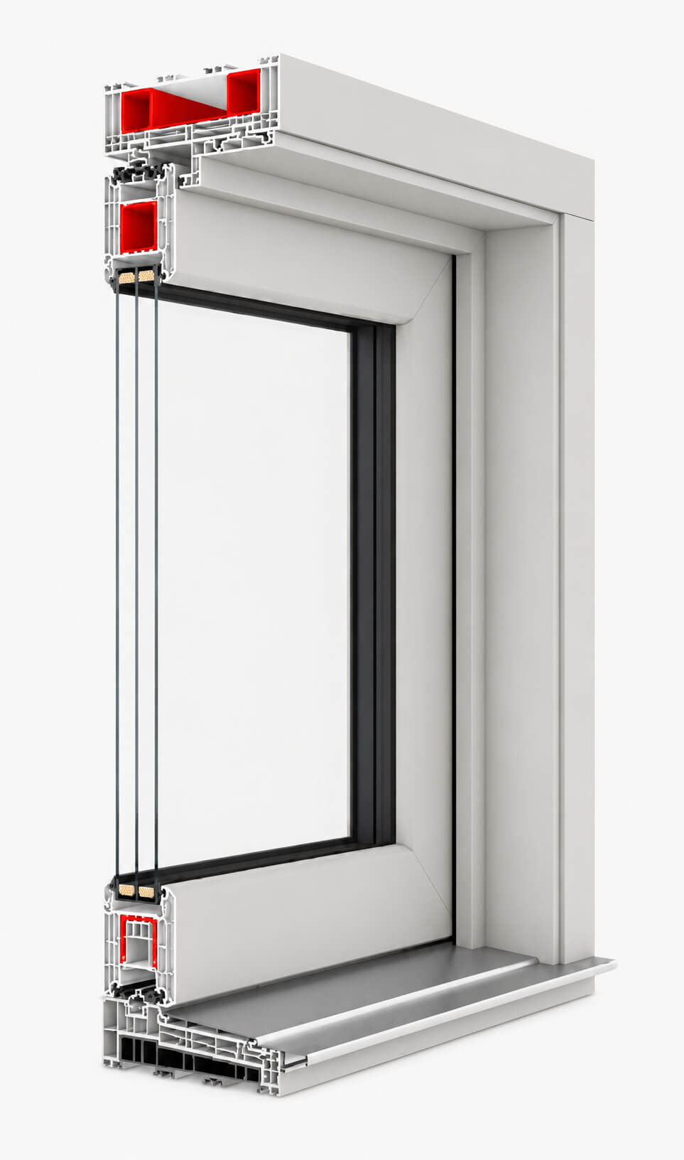 IGLO-HS lift and slide profile cross-section showing chambered frame and glazing detail