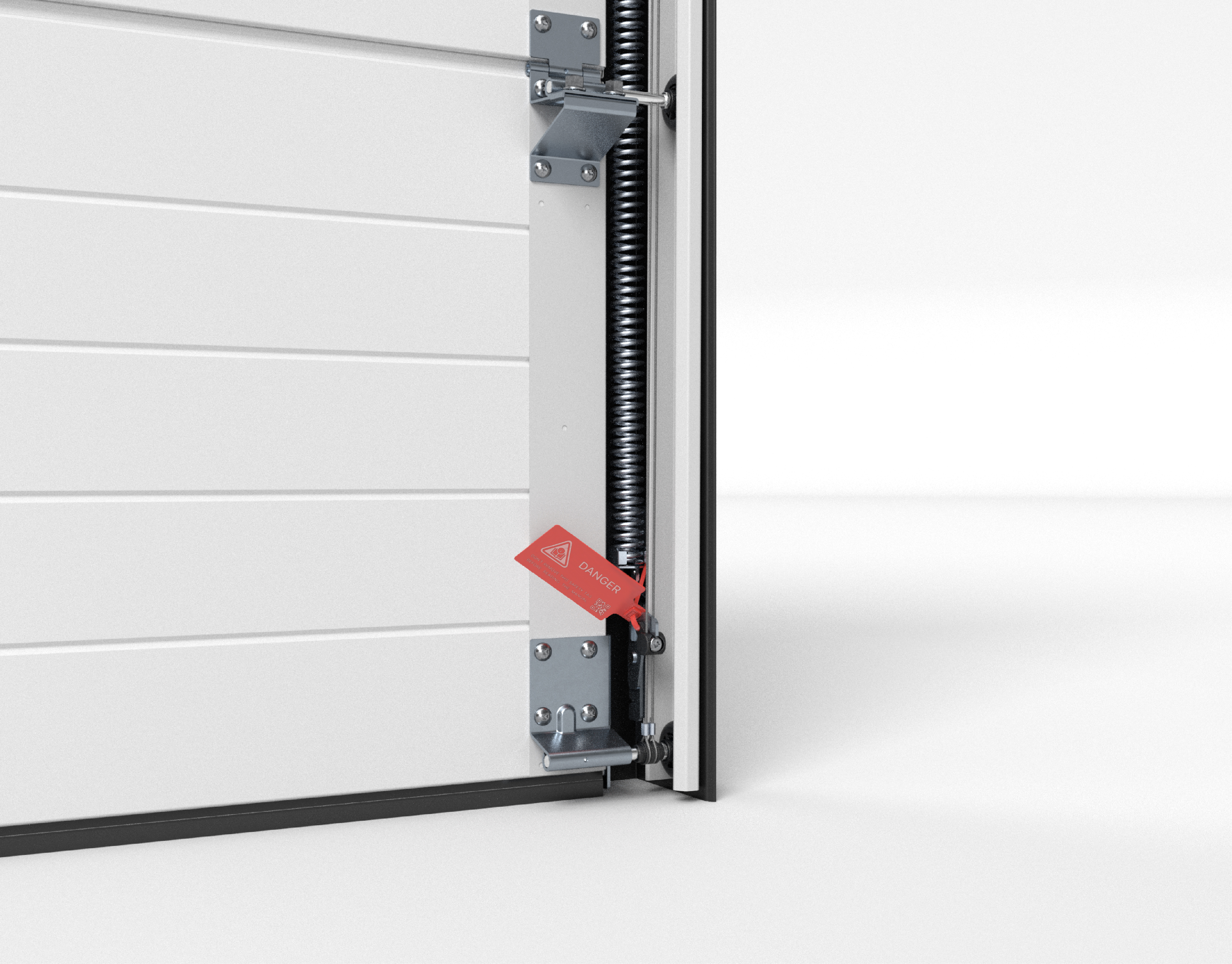 D-GATE T garage door with vertical tension springs in the frame