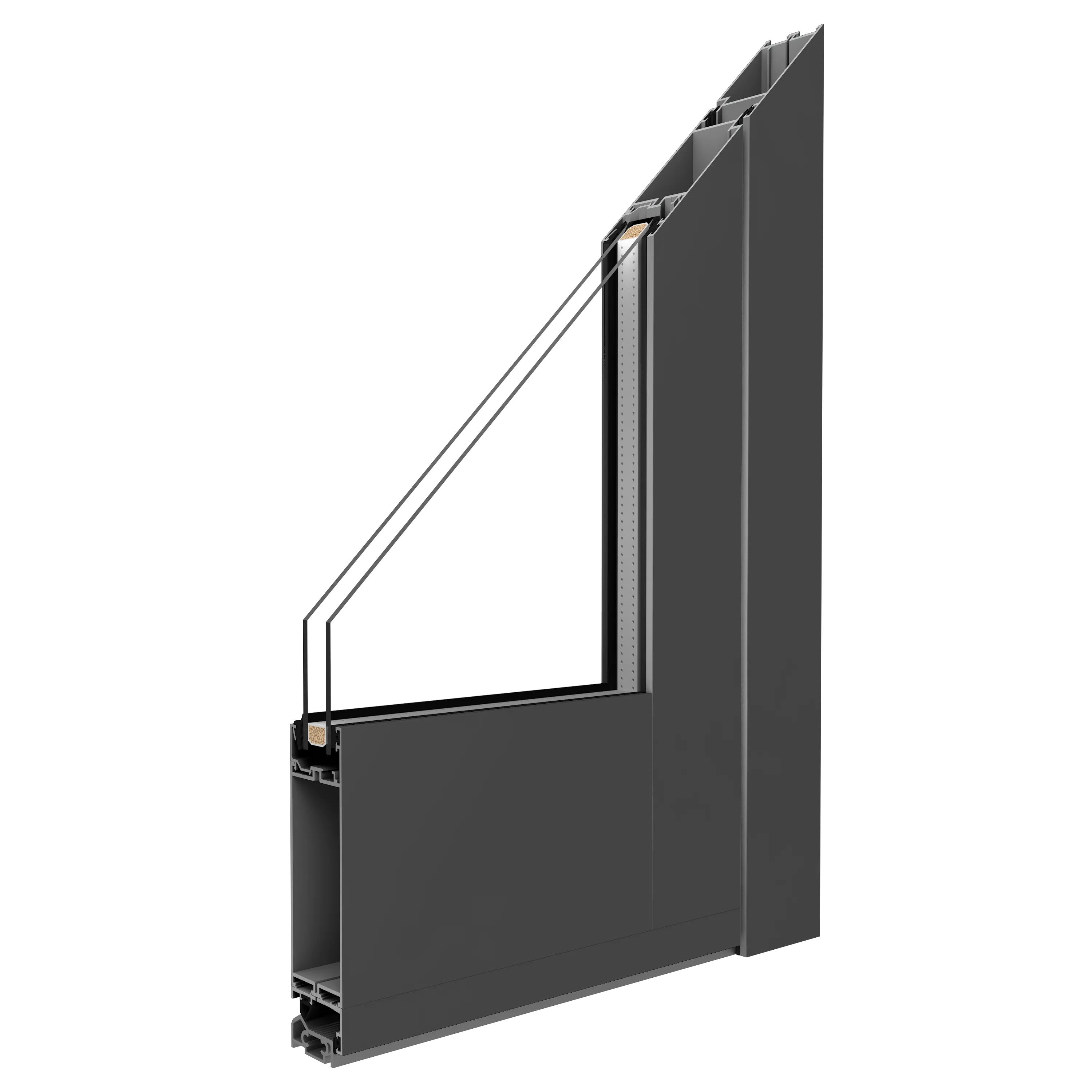 MB-45 aluminium interior technical door profile cross-section