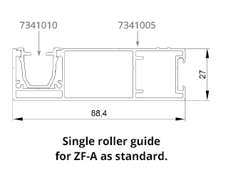 ZF-A roller guide diagram with dimensions