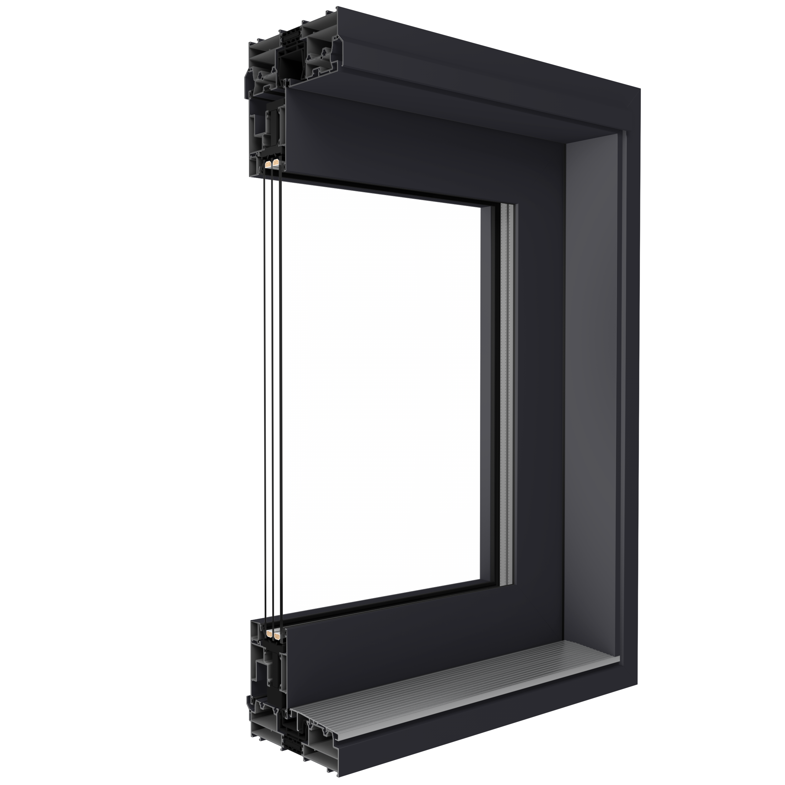 MB-77HS HI aluminium lift-and-slide terrace system profile cross-section