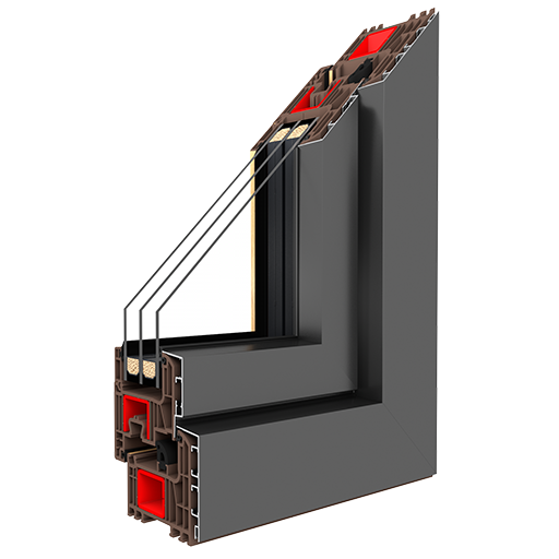IGLO Energy Alucover PVC window profile cross-section with exterior aluminium cladding