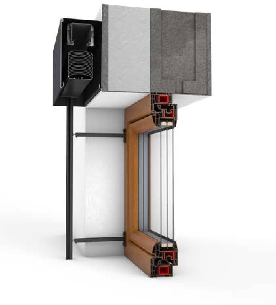 Cross section of a Drutex exterior venetian blind with numbered components