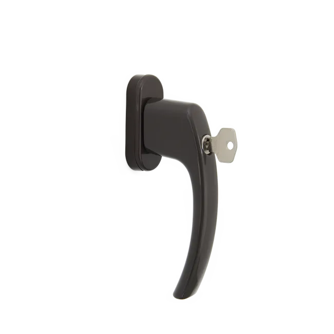 Window handle with key — Brown
